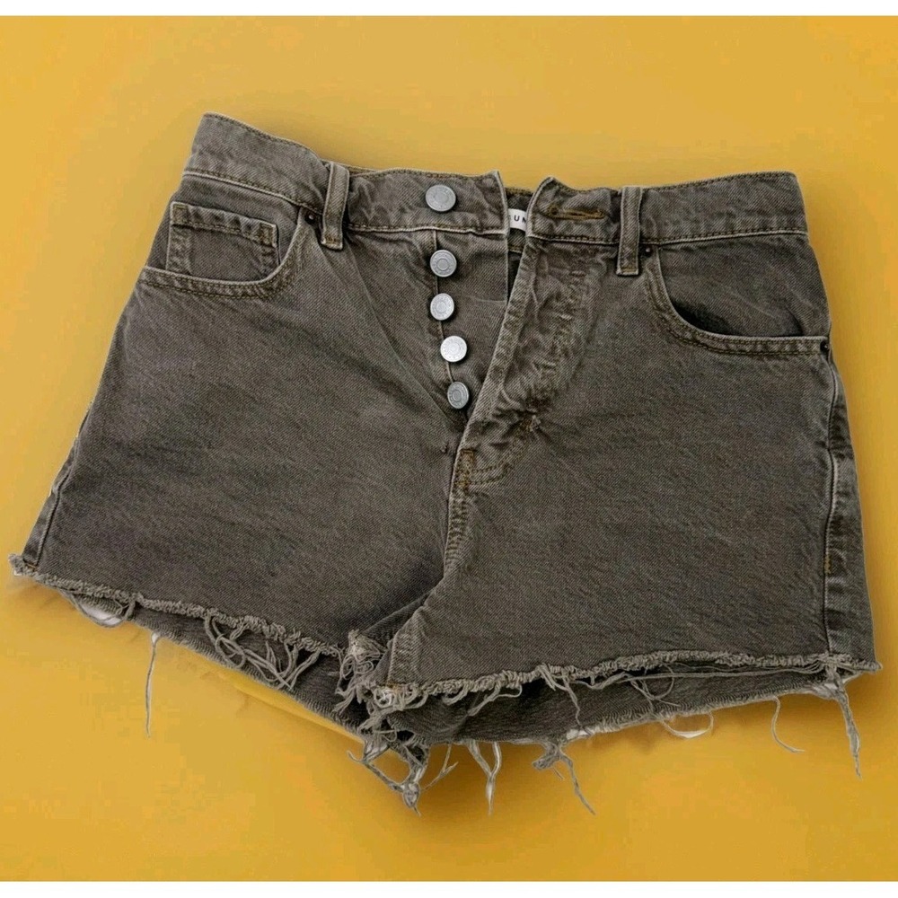 Pacsun Vintage High Rise Button Fly Frayed Hem Brown Denim Jean Shorts